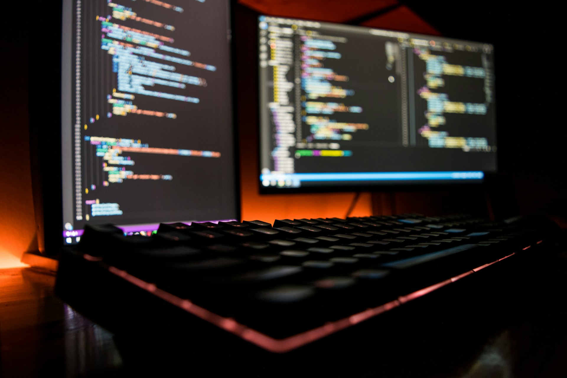 Dark keyboard and monitor
